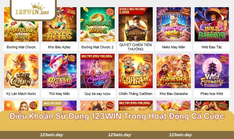 Điều khoản sử dụng 123WIN quy định về các hoạt động cá cược đổi thưởng