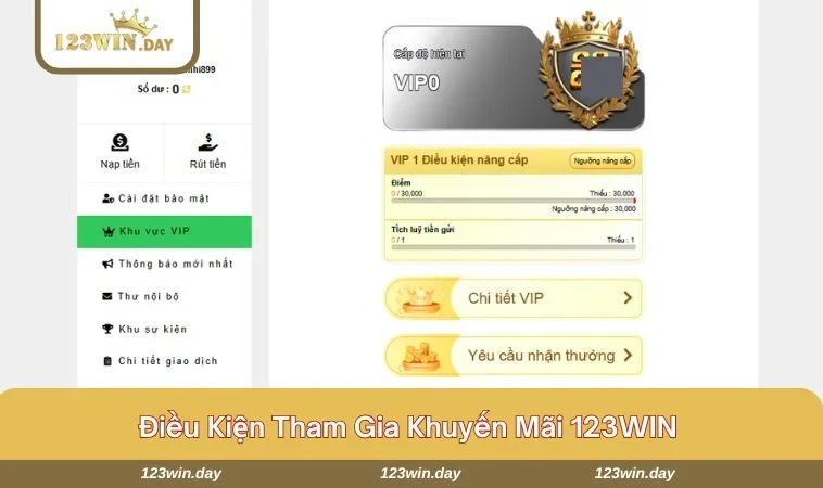 4 điều kiện để đáp ứng chương trình khuyến mãi 123WIN 