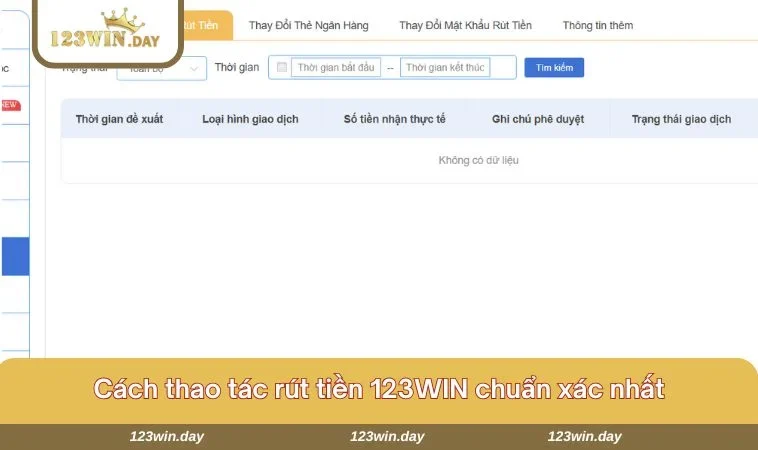 Các thao tác truy cập để tiến hành rút tiền nhà cái